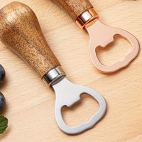 1pc Original Wood Color Sandwood Beer Opener, Home Solid Wood Handle, Rose Gold Creative Vertical Bottle Opener