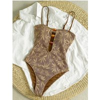 Vintage Print One Piece Swimsuit Women Swimwear Thin-strap One-Piece Bathing Suit Beachwear for Women 2026 New