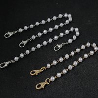 10Pcs Pearl Beaded Chains 16cm Long Lanyard Lariat Strap Cords Double Lobster Clasp Rope Fit Mini Model Doll Pendants Clasps