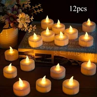 12/20/30pc Realistic Flickering Flameless LED Tea Candles with Flame-Controlled Wax-Free Lights Suitable for Party,Wedding Decor