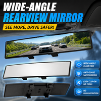 Panoramic Wide View Car Interior Rear View Mirror Anti-Glare HD Glass Clip-on Expand Vision Field For Safer Driving Most Vehicle