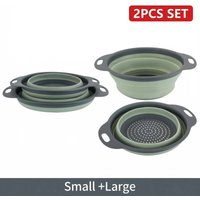 2PCS Foldable Silicone Colander Strainer Set Collapsible Kitchen Food Strainer for Vegetables Fruits Pasta Space Saving Drainer
