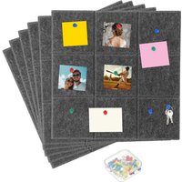 6Pcs 12"x12" Large Self-Adhesive Cork Board Tiles with 20 Push Pins Felt Bulletin Board Notice Note Memo Board Home Office Decor