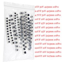 130pcs 13value SMD Aluminum Electrolytic Capacitor Assorted Kit Set Samples Kit pack 1uf 2.2uf 4.7uf 10uf 22uf 47uf 100uf 220uf