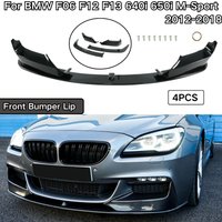 For BMW F06 F12 F13 640i 650i M-Sport 2012-2018 Front Bumper Lip 4PCS Spoiler Splitter Accessories Plastic Carbon Fiber Print