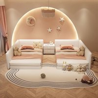 Cream White Two Child Family Tatami Parent-child Bed for a Family extra Large Splicing Modern and Simple Four Meters Bed