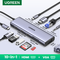 UGREEN USB HUB Type-C do 4K HDMI VGA RJ45 PD100W 3.5mm SD&TF USB3.0 Splitter do MacBook Laptop Steam Deck Stacja dokująca USB-C