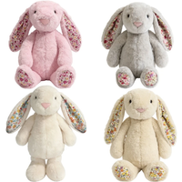 23cm Adorable Floral Bunny Plush Toy Huggable Soft Stuffed Rabbit Doll with Floral Ears Birthday Gift for Girl Plush Collectors