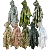 Outdoor Hooded Breathable Rainwear Camo Poncho Tactical Raincoat Camping Hiking Hunting Birdwatching Suit Travel Rain Gears