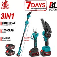 Tronçonneuse électrique télescopique sans balais ONEVAN 3500W 3-en-1, cisailles pour branches hautes, outil de jardinage pour batterie Makita