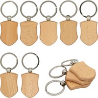 20 Pcs Durable Wooden KeyChain Dog Id Tags For Men Women Shield Shape Engraving Blanks Personalization