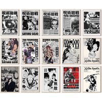 J-Jujutsu K-Kaisen Retro Canvas Poster Japan Anime Figure Itadori Yuji Gojo Satoru Fushiguro Toji Game Room Home Wall Decor G