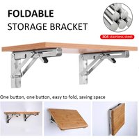 2PCS Folding Bracket for Shelf Table Desk Heavy Duty Floating Triangle Shelf Collapsible Space Saving DIY Wall Mounted Bracket
