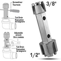 Tub Drain Remover Wrench Dual Ended Tool Zinc Alloy for Bathroom