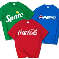 AliExpress NONE 2025 Summer New Trendy Brand INS Pepsi Cola Joint T-shirt Sprite Coca-Cola Men's and Women's Loose Cotton Couple's Short Sleeves