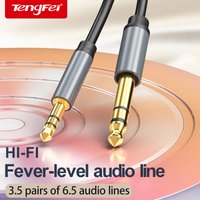 6.5mm 6.35mm 1/4" Male to 3.5mm 1/8" Male TRS Stereo Audio AUX Cable with Zinc Alloy Housing For Guitar PC