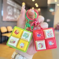 ZAKOL Relaxing Cartoon Fidget Keychain DIY Keyboard Keycap Squeeze Music Keychain Pass The Time Keys Button Finger Keyboard Caps