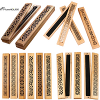 Chinese Natural Bamboo Incense Burner Holder With Laying Plate Aromatherapy Wooden Incense Storage And Burning Boxes Crafts