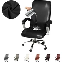 Waterproof Office Chair Cover Pu Leather Study Computer Desk Chair Covers for Boss Rotating Chair Seat Gaming Chair(Not Chair)