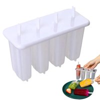 4 Cavity Ice Bar Mold Reusable Popsicle Maker Homemade Ice Pop Mold for Chocolate Candy Fruit Yogurt Gelatin Dessert Baking
