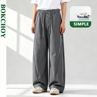 2026 Spring Summer New Loose Soft Casual Pants for Men Clothing Comfort Drawstring Tatting Big Pocket Male Trousers LX6059