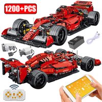 1200Pcs Super Racing Car Building Blocks Red Classic Sports 3D Vehicle Model Construction Brick Toys For Children Holiday Gifts