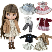 For Blythe Doll Winter Flower Coat Outfit Clothing Princess Dress Skirt Lace Maid Fastfood M Clothes OB24 OB22 1/6 Accessories