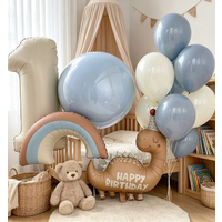 15pcs Dinosaur Theme Balloon Set Milk White number Balloon 0-9 Used for Dinosaur Theme Birthday Party Decoration, Shower Decor