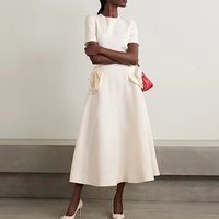 Simple Wedding Party Dresses Jersey A-line Engagement Dress Champagne O-Neck 3D flowers Zipper Hall Wedding Dress Midi 2026