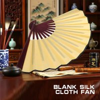 Chinese Style Hand Held Fan Blank Silk Cloth Folding Fan Party Wedding Decor