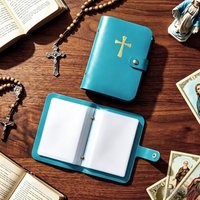 Catholic Holy Card Holder Leather Prayer Card Organiser With Snaps Closure Waterproof Pocket Album Card Collection case