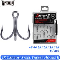 KINGDOM 3X Carbon Steel Strong Treble Hooks Fishing Tackle Hook High Strength Accessories Saltwater Anticorrision Fishing Hook