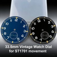 33.5mm Vintage Watch Dial hands set fit ST1701 Movement Green Luminous Marks Sterile Black Blue Face Watch Parts