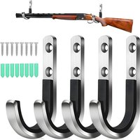 4Pcs Heavy-Duty Stainless Steel Gun Hooks – Wall Mount Storage Rack for Rifle, Shotgun, Bow & Arrow