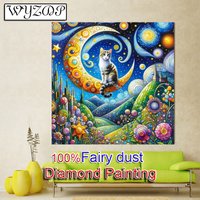 Cat 5D Diy 100% Fairy Dust Diamond Painting Landscape Full Square Diamond Embroidery Cross Stitch AB Diamond Art Crystal Docer