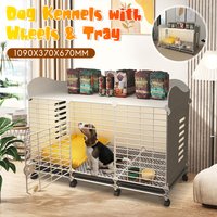 Wire Dog Cage Crate with Wheels & Tray Indoor Dog House Kennel End Table Design for Small Medium Large Dogs Pet Home Supplies