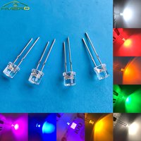 10PCS 5mm Flat Top Emitting Diode LED Lighting Wide Angle Ultra Bright Bulbs White Yellow Decoration Billboard Atmosphere Lamps