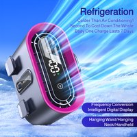 2025 new waist hanging fan portable clip-on fan waist high-speed double-duct fan neck hanging deskto