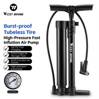 Pompka rowerowa WEST BIKING 160PSI, przenośna, szybka pompka do szybkiego napełniania z manometrem, zawór Presta i Schrader, do rowerów elektrycznych, MTB, szosowych.