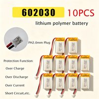 10PCS Lipo Battery 602030 3.7v 300mah Rechargeable Polymer Lithium Batteries for Beauty Equipment Night Fishing Light Massager