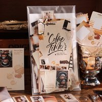 100 Pcs Coffee Theme Craft Pack Mixed Vintage Cards Stickers for Journal Scrapbook Planner DIY Card Making Office Supplies