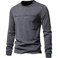 AIOPESON 100% Baumwolle Langarm männer T-shirt Einfarbig Brief Drucken Casual T shirts für Männer Neue Frühling Tops T Männer kleidung