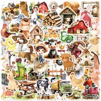 10/25/50pcs Cartoon Funny Farm Stickers Animal Decals for DIY Decor Kids Stationery Phone Laptop Helmet Bottle Suitcase