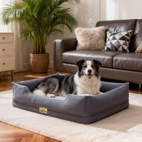 M-3XL Rectangular Dog Beds Orthopedic Dog Pet Sofa Couch Bed with Bolster Washable Pet Couch Lounger Sponge Base for Large Dogs Waterproof Lining Removable Cover
