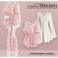 Women Suit French Plus Size Matching Sets Temperament Knitted Sweater Slimming Mini Dress Two-piece Set
