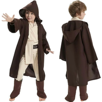 Dziecięcy strój cosplay Nowych Jedi, brązowy uniform Kenobi, rekwizyty do kostiumu na imprezę i występy.