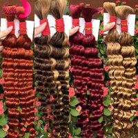 16-24inch 2 Bundles/Pack Colored Human Braiding Hair for Boho Braids 12A Brazilian Deep Wave Bulk Human Hair for Bohemian Braids