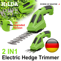 HILDA 2-in-1 Handheld Hedge Trimmer Electric Grass Trimmer Lightweight Shrub Trimmer Green Garden Bush Trimmer Cordless