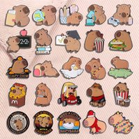 Cartoon Capybara Collection Enamel Pin Creative Cute Hippopotamus Hippo Brooches Lapel Badge Animal Jewelry Gifts For Friends
