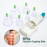 6Pcs Vacuum Cupping Sets Lymphatic dredging Suction Cups Back Massage Body Cup Detox Anti Cellulite Cans Healthy Care Jars